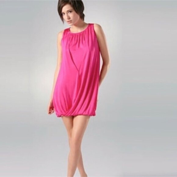 Alice‎ and Olivia Hot Pink Silk Blend Sleeveless Draped Front Bubble Dress XS - Picture 1 of 8